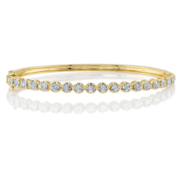 14K Yellow Gold 0.50ctw Diamond Bezel Bangle Bracelet- SC55024324V2ZS