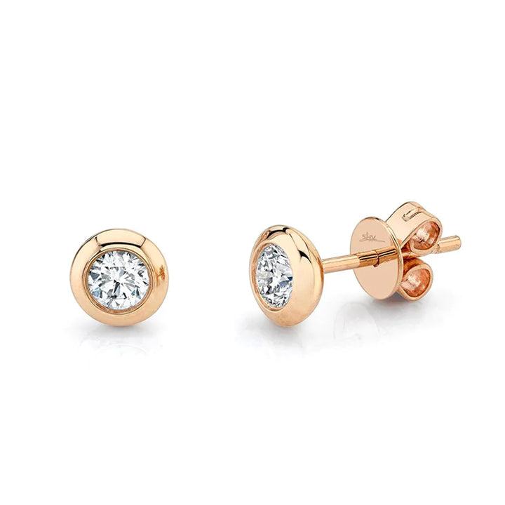 14K Rose Gold 0.40ct Diamond Bezel Stud Earrings - SC55012546