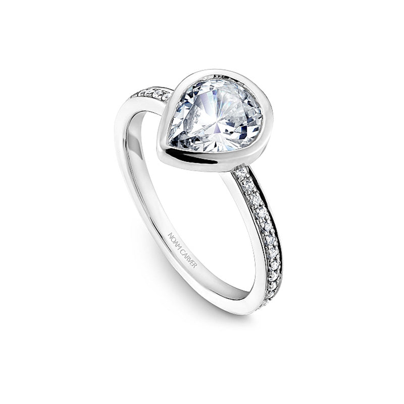 Noam Carver 14K White Gold Bezel Set Pear Shape Engagement Ring- B095-08A