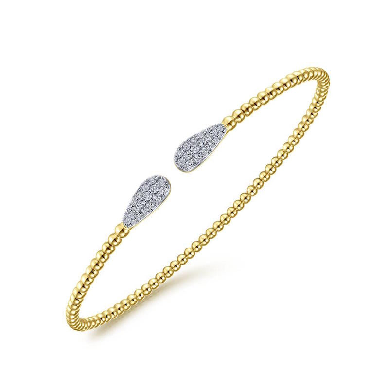 Gabriel & Co 14k Yellow Gold Bujukan Pave Teardrop Bangle Bracelet- BG4230-62Y45JJ