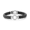 Pav diamonds set in sterling silver surrounded by black ceramic Caviar beading. Finished with a sterling silver box clasp. LAGOS diamonds are the highest quality natural stones.- Sterling Silver- 0.31 Carat- Double Button Box Clasp- Rope Width 9mm- STYLE #: 05-81101-CB7