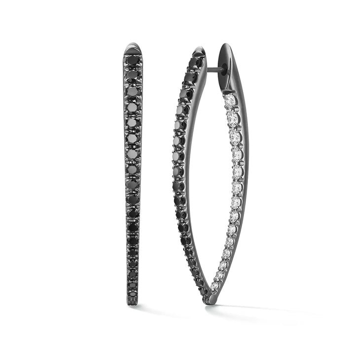 Melissa Kaye 18K Gold Cristina Large Black & White Diamond Hoop Earrings