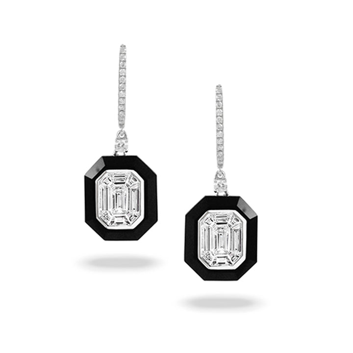 Doves 18K White Gold Black Onyx & Diamond Earrings - E9186BO