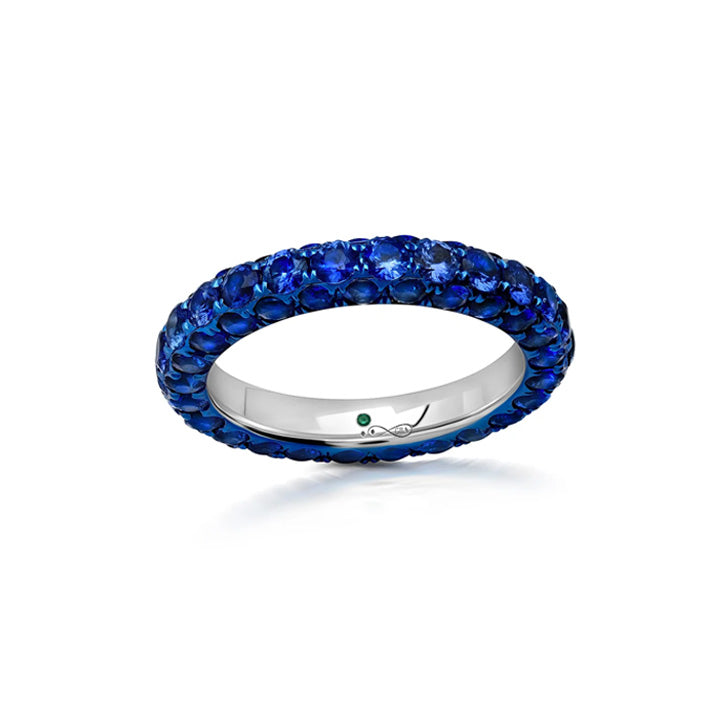 Graziela 18K Gold Blue Rhodium Sapphire 3-Sided Eternity Band - WBR-1001795AS