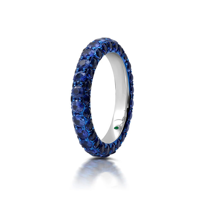 Graziela 18K Gold Blue Rhodium Sapphire 3-Sided Eternity Band - WBR-1001795AS