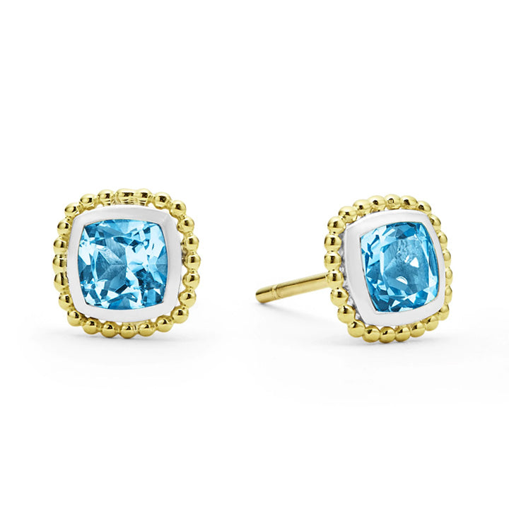 Lagos Caviar Color Swiss Blue Topaz Stud Earrings - 01-81984-B