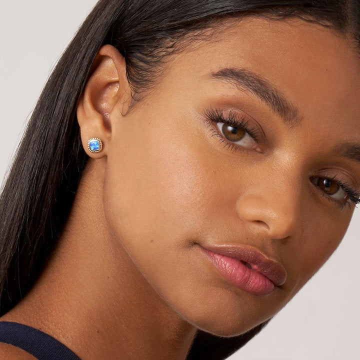 Lagos Caviar Color Swiss Blue Topaz Stud Earrings - 01-81984-B