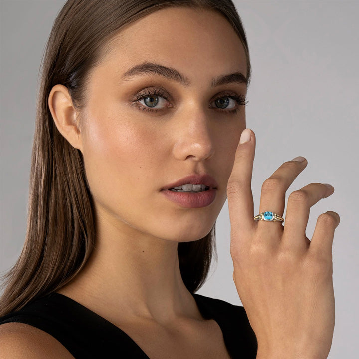 Lagos Caviar Color Swiss Blue Topaz Ring - 02-80700-B6