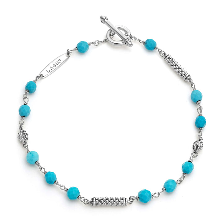 Lagos Caviar Icon Sterling Silver & Turquoise Beaded Bracelet - 05-81468-FCT7