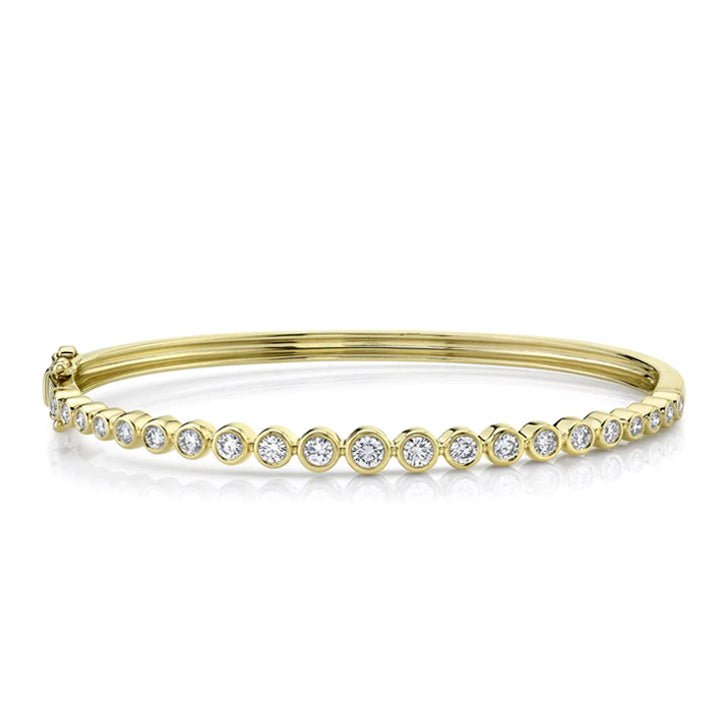 14K Yellow Gold Graduated Diamond Bezel Bangle Bracelet - SC55021161ZS