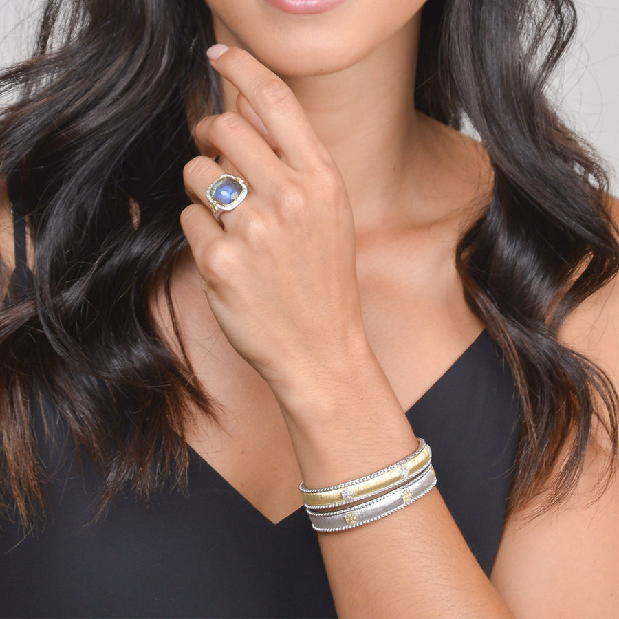 Jude Frances Mixed Metal Narrow Beaded Maltese Cuff- B026Q-WD-6.5-Y-S