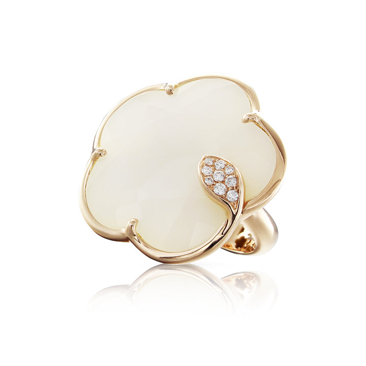 Pasquale Bruni 18K Rose Gold Ton Joli White Agate, Mother of Pearl & Diamond Ring - 16147R