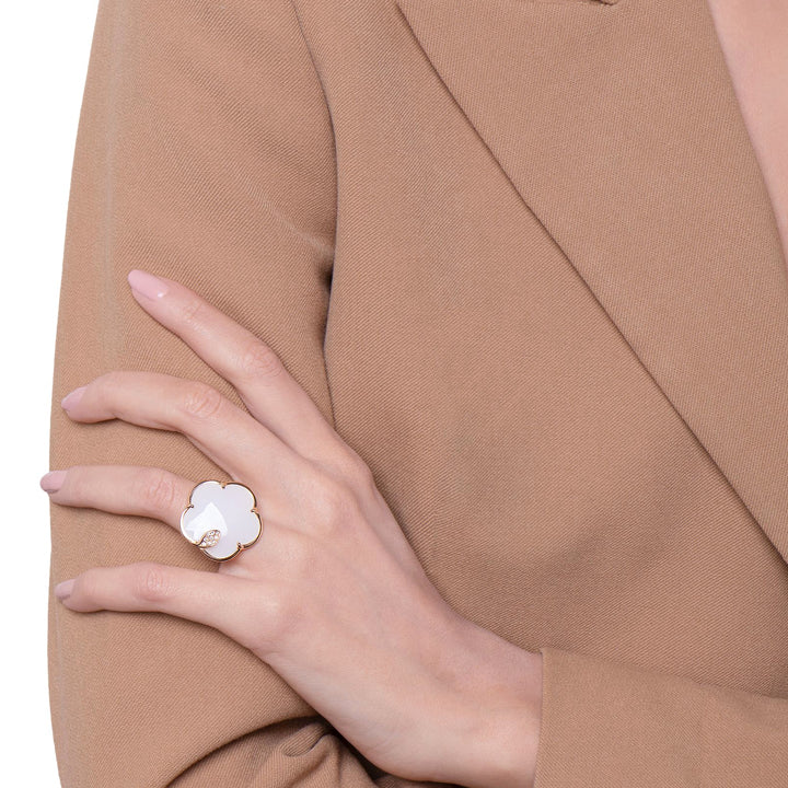 Pasquale Bruni 18K Rose Gold Ton Joli White Agate, Mother of Pearl & Diamond Ring - 16147R