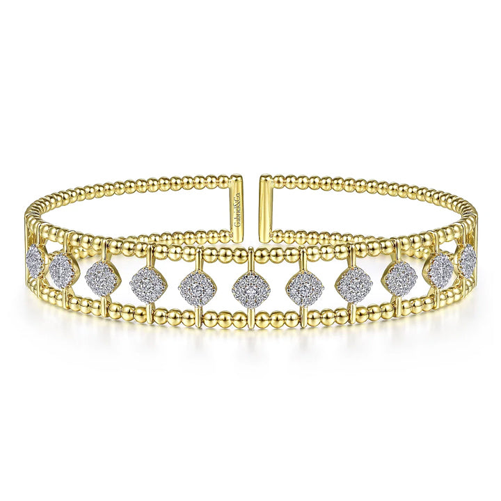 Gabriel & Co 14k Yellow Gold Bujukan Diamond Cuff Bangle Bracelet - BG4232-62Y45JJ