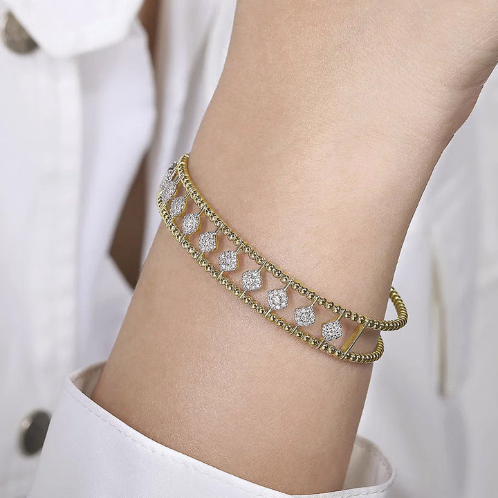 Gabriel & Co 14k Yellow Gold Bujukan Diamond Cuff Bangle Bracelet - BG4232-62Y45JJ