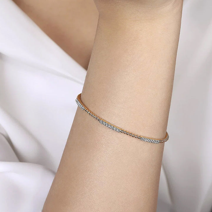 Gabriel & Co 14k Rose Gold Bujukan 3 Stations Diamond Cuff Bracelet- BG4217-62K45JJ