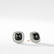 Sterling silver ��� Faceted black onyx, Pave diamonds, 0.25 total carat weight, center 7 x 7mm ��� Earring, 11x11mm
