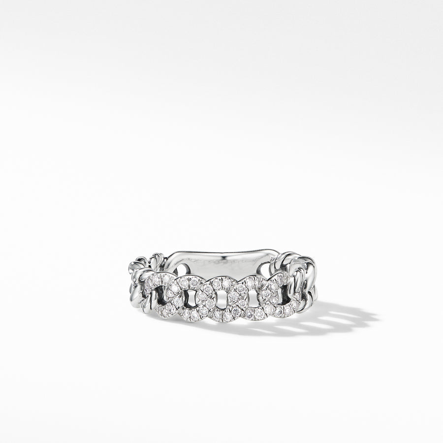 David Yurman Belmont Curb Link Band Ring in Sterling Silver & Pave Diamonds - R16350DSSADI