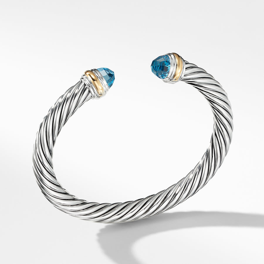 Sterling silver and 14-karat yellow gold ��� Faceted blue topaz,  ��� Cable, 7mm wide