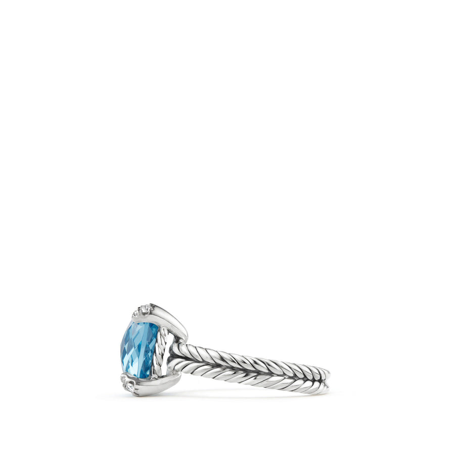 David Yurman Chatelaine Ring with Blue Topaz & Pave Diamonds - R12643DSSABTDI