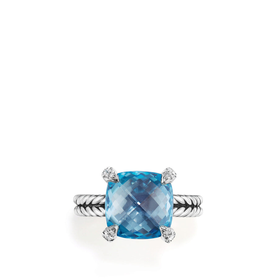 David Yurman Chatelaine Ring with Blue Topaz & Pave Diamonds - R12643DSSABTDI