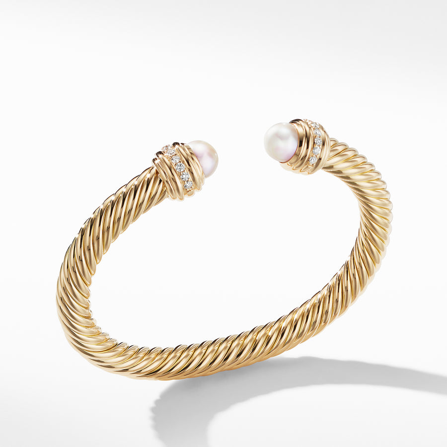 David Yurman Cable Bracelet in 18K Gold with Pearls and Diamonds - B14391D88DPEDI-883932991604
