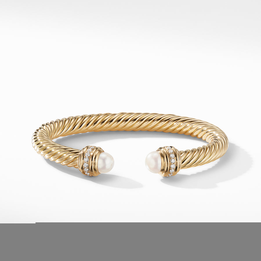David Yurman Cable Bracelet in 18K Gold with Pearls and Diamonds - B14391D88DPEDI-883932991604