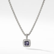 Sterling silver ��� Faceted Black Orchid (lavender amethyst with hematine back), 7x7mm, Pav? diamonds, 0.17 total carat weight,  ��� Baby box chain, 1.7mm wide ��� Pendant, 11x11mm ��� Lobster clasp-