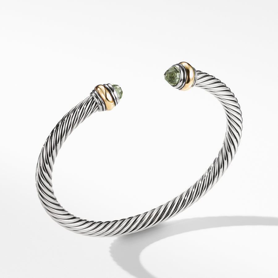 Sterling silver and 14-karat yellow gold ��� Faceted prasiolite,  ��� Cable, 5mm wide