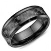 BLACK CERAMIC TORQUE 8MM CARBON FIBRE INLAY BAND SIZE 10