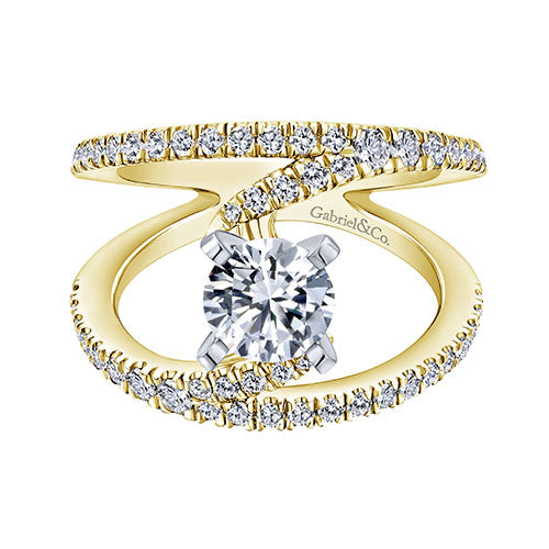 14K White and Yellow Gold 0.63ct Diamond Engagement Ring *Center Stone Not Included*