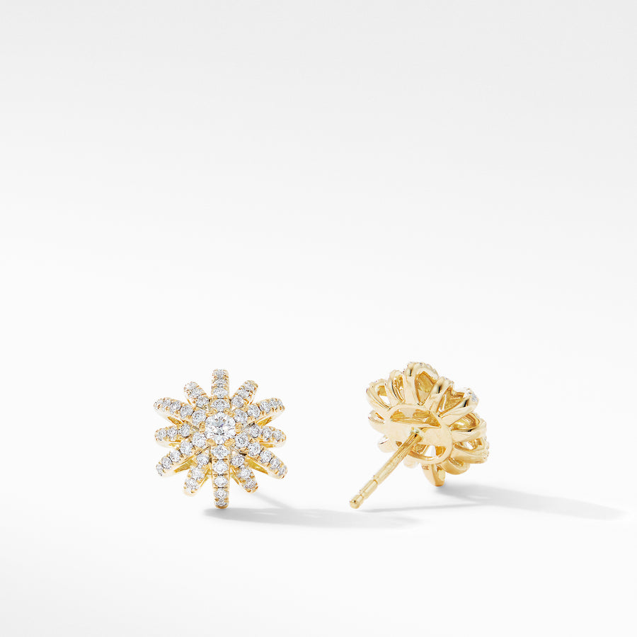 David Yurman Starburst Small Stud Earrings in 18K Yellow Gold with Pave Diamonds- E14839D88ADI