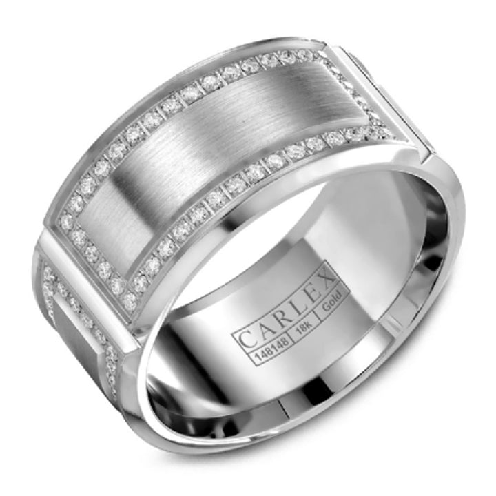Carlex 18K White Gold Diamond Men's Wedding Band - CX2-0006W11-S