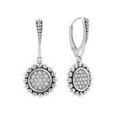 Diamond drop earrings with sterling silver Caviar beading. Finished with a lever back closure. LAGOS diamonds are the highest quality natural stones.- Sterling Silver- 0.85 Carat- Lever Back- Dimensions 35mm x 16mm- STYLE #: 01-81789-DD