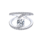 14k White Gold Round Split Shank 0.68 ct Diamond Engagement Ring with width of 15.70 mm, thickness of 7.65 mm band width of 3.42 mm and size of 6.50 from the Contemporary Collection. *Center Stone not included*