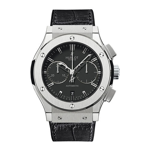 An exquisite timepiece will always express sophistication and style- and this timepiece from Hublot brings you just that. This Gents watch can definitely be an awe-striking piece once you lay eyes upon it. With a Polished bezel, this treasure represents thorough craftsmanship. The Titanium case that encloses this  pieces  mechanism is also evidence of the quality that comes from this stylish item. The contrasting Black dial color adds a pronounced sense of luxury. Also important to note is the S