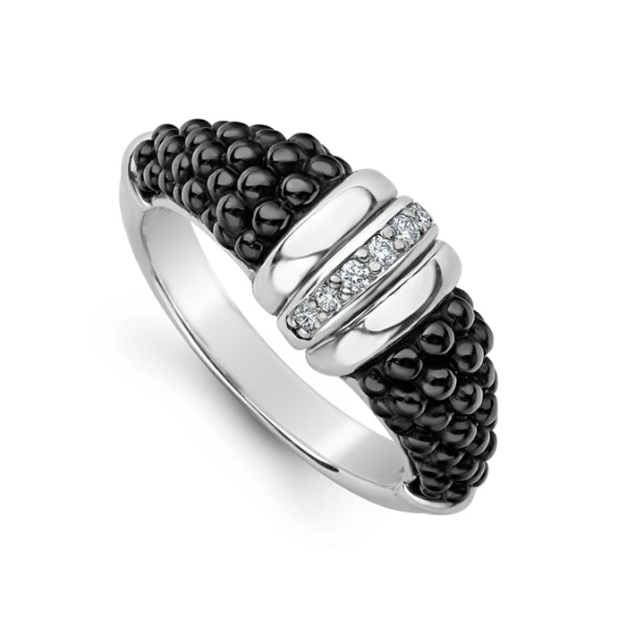 Lagos Black Caviar Ceramic Black Diamond Ring- 02-80640-CB7