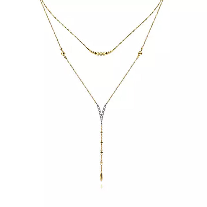 Gabriel & Co. 14k Yellow & White Gold Pave Diamond Chevron Y Necklace - NK6448M45JJ