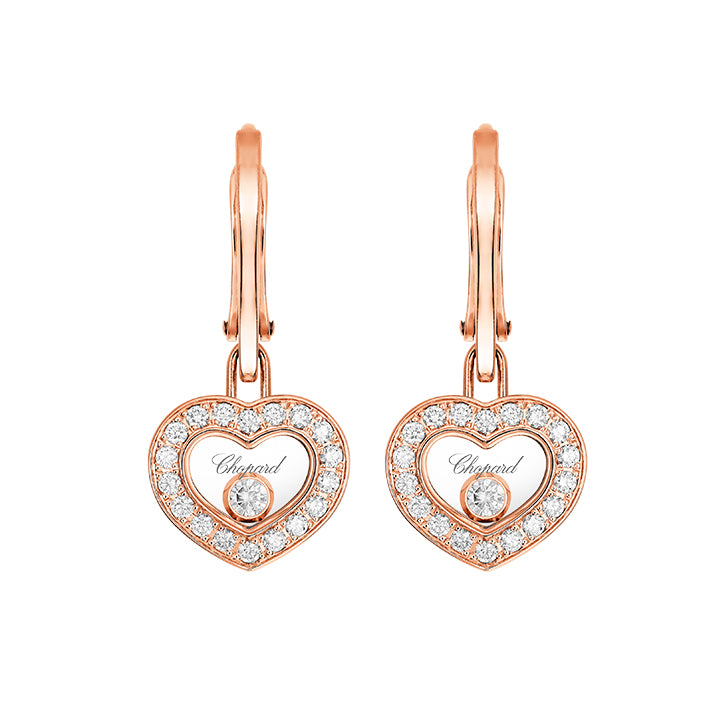 Chopard 18K Rose Gold Happy Diamond Earrings - 83A054-5401