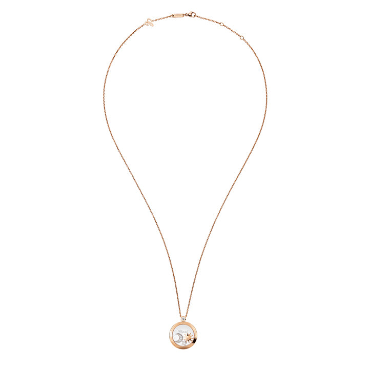 Chopard 18K Rose Gold Happy Diamond Moon & Star Pendant Necklace - 799434-5201