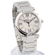 This beautiful ladies Imperial timepiece features a 28mm stainless steel case which is approximately 9mm thick and is presented with a steel bracelet with a double folding clasp. Powering this watch is a quartz movement which is water resistant up to 50 meters. The watch came to our store as a trade and box & papers are not available. Please contact us if you have any questions about this watch.