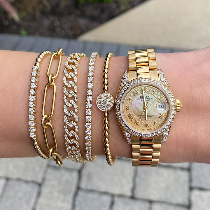 Hulchi Belluni Tresore Pavé Disc Stretch Bracelet - 21357-YW