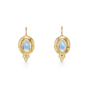 The 18K Classic Temple Earrings set our iconic stone, the Royal Blue Moonstone, in one of our favorite Temple St Clair silhouettes. Inspired by the Byzantine mosaics of Ravenna, the 18K Classic Earrings are finished with our signature trio of diamonds. One of Temple St. Clairs best sellers!18K Gold2.60cts of Royal Blue Moonstone0.09cts of Diamonds