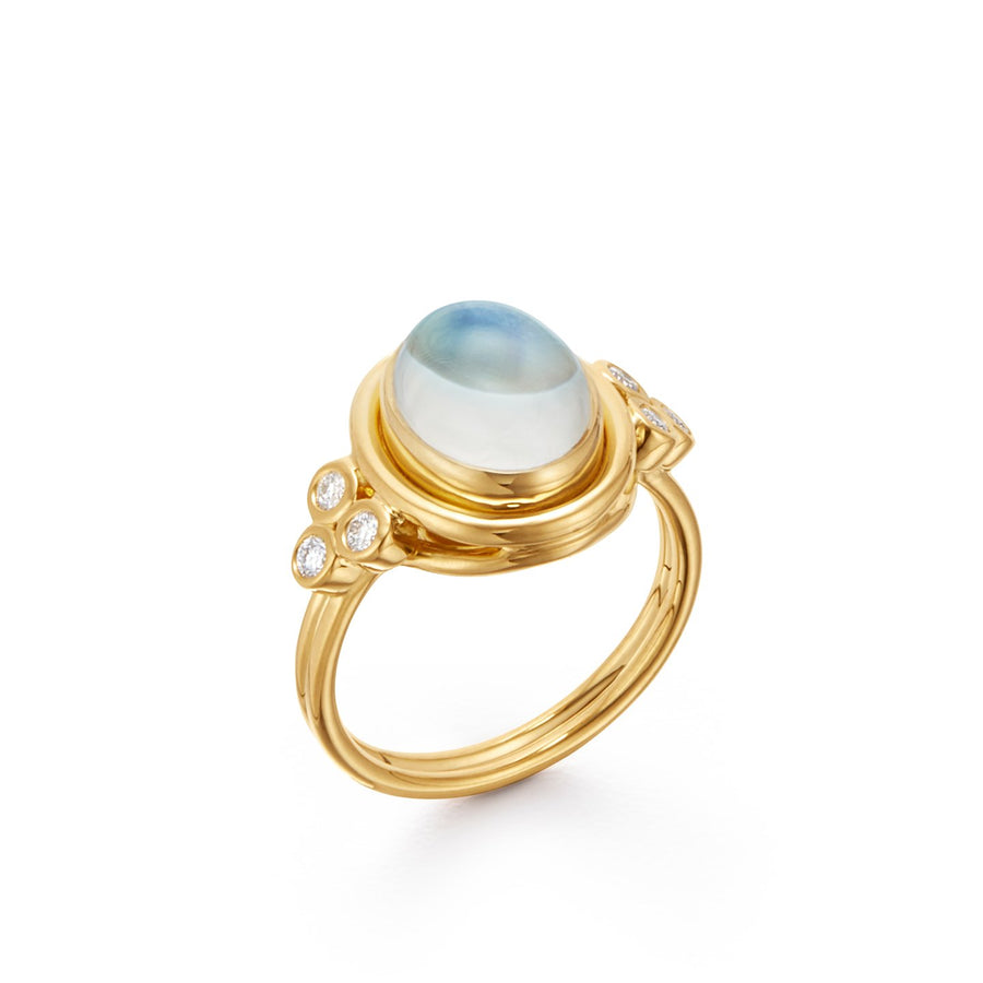 This is the signature Temple St Clair ring. Featuring one of our favorite settings and our signature stone, Royal Blue Moonstone, the 18K Classic Temple Ring is the perfect addition to any jewelry collection.18K Gold2.75cts of Royal Blue Moonstone0.20cts of Diamonds