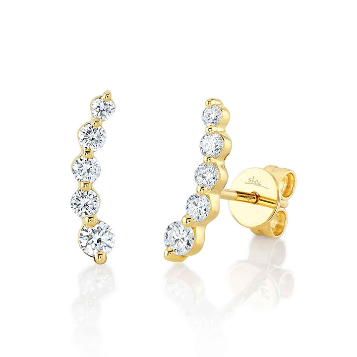 14K Yellow Gold 0.47ctw Diamond Ear Crawler Earrings - SC55022686