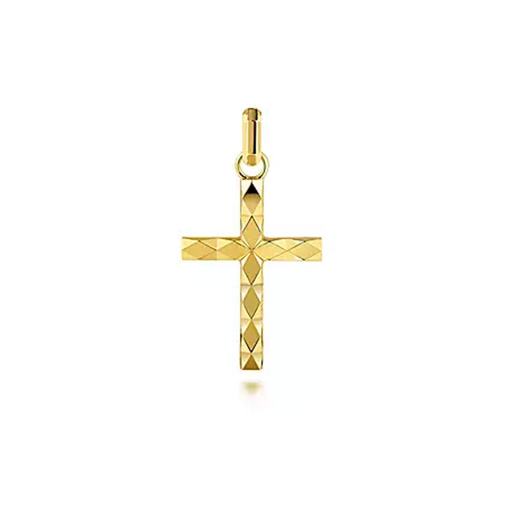 Gabriel & Co Men's 14K Yellow Gold Faceted Cross Pendant - PCM6538Y4JJJ