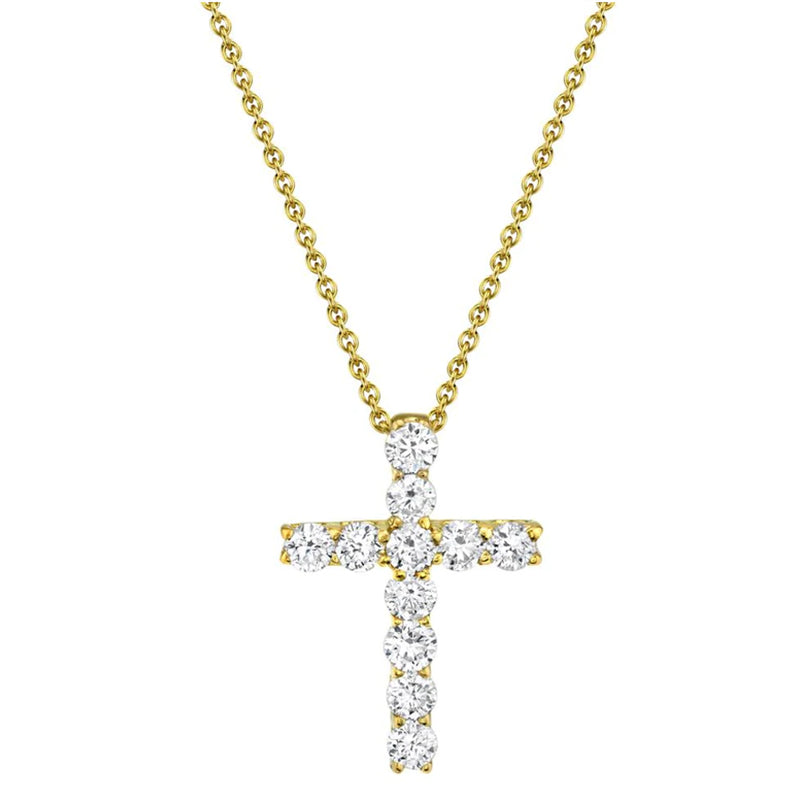 14k Yellow Gold 0.32ctw Diamond Cross Necklace- SC37215658
