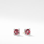 Chatelaine? Stud Earrings with Rhodalite Garnet and Diamonds