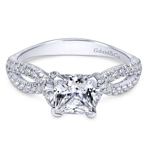 14K White Gold 0.32ct Diamond Engagement Ring *Center Stone Not Included*