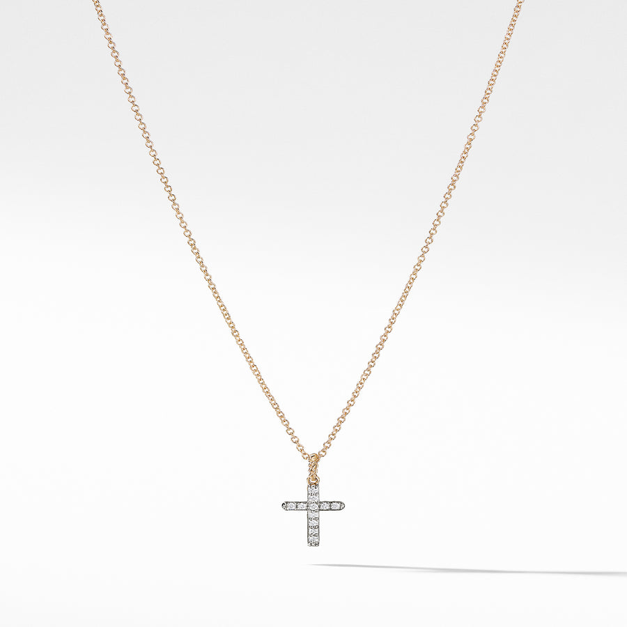 David Yurman Cable Collectibles Cross with Diamonds in Gold on Chain - N0878888ADI